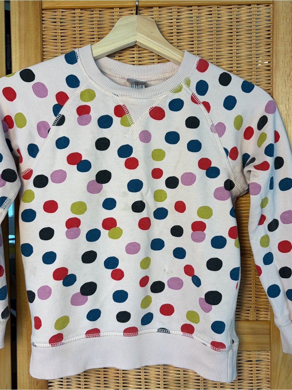 Hanna Andersson Youth French Terry sweatshirt colorful polka dots sz 6-7